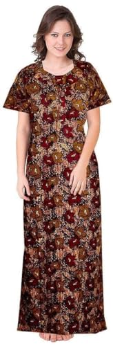 Image of YUKATA Nighty for Women Cotton Printed Maxi Gown Ankle Length Nighty Night Dress Gown for Women Maxi - Free Size (Pack of 2)