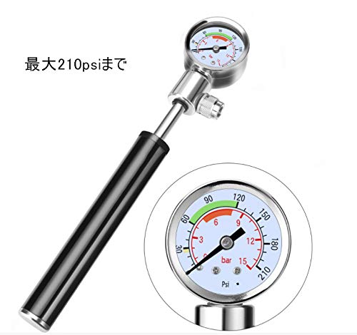 自転車 空気入れ 米式 仏式 携帯ポンプ 高圧 210psi 空気圧計付き 手動式 空気針 一回で入る空気の量が多い クロスバイク ロードバイク マウンテンバイク 風船 ボール用 パンク修理キット付き 日本語説明書付き Sports Nbsp Nbsp Outdoors Bicycle メンテナンス
