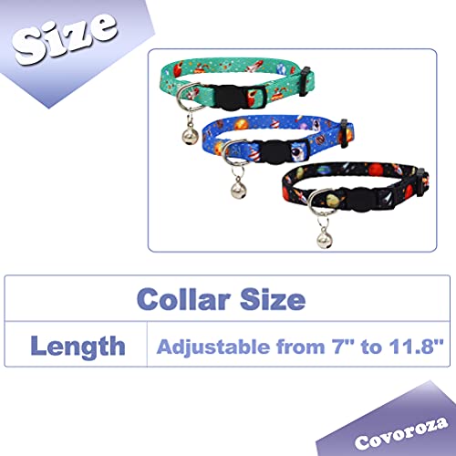 Covoroza 3 Pack Galaxy Breakaway Cat Collar with Bell Space Pattern Adjustable Safe Release Kitten Collars Black Blue… - Image 2
