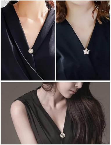 Image of ARLICORPING 20Pcs Women Shirt Brooch Pearl No Sew Button Pins Instant Jeans Safety Pin