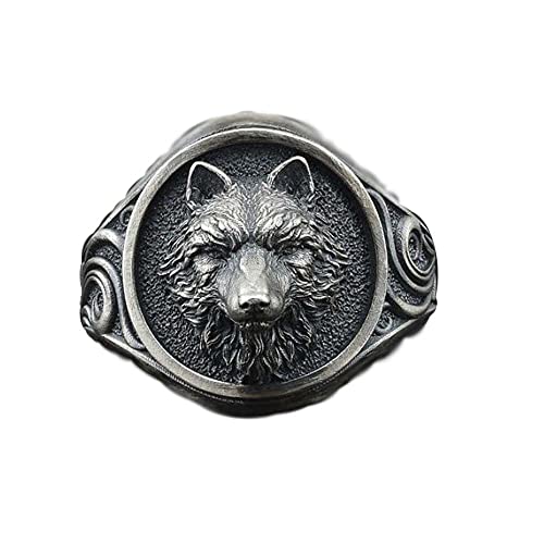 Men's Wolf Ring Slavic Wolf Head Ring Norse Viking Nordic Wolf Rings for Men Retro Wolf Totem Amulet Ring Vintage Animal Wolf Jewelry