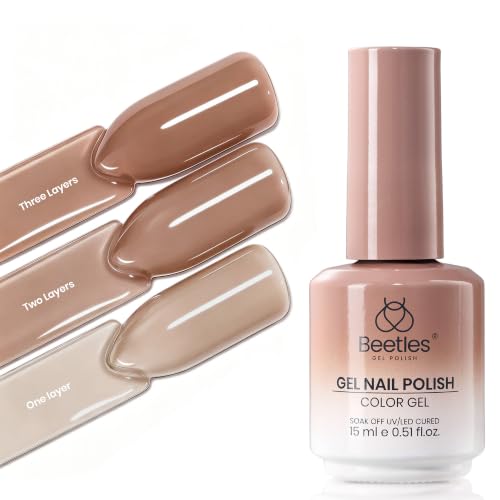 Image of Beetles Brown Jelly Gel Nail Polish - 15ML Full Size Soft Brew Natural Nude Gel Polish Sheer Gel Polish Nail Concealer Soak Off UV French Nail Art Manicure Gift for Women