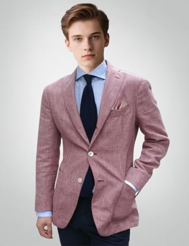 Men's Linen Suit Jacket Slim Fit Lightweight Suit Blazer Sports Coats Suits for Wedding Prom Party3