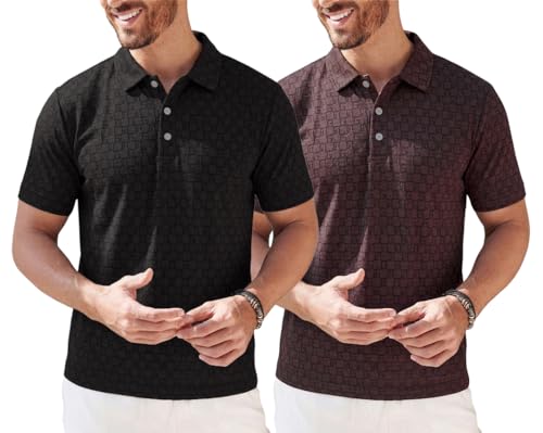 Image of TAGDO Men's Cotton Premium Casual Jacquard Fabric Polo T Shirt for Man | Collar | Half Sleeve | Comfortable Fit with Modern Style | Trendy Look (2067)