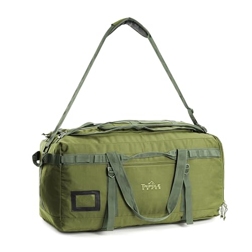 Image of Tripole Basecamp Duffel Bag for Long Travel and Hiking | Defense Grade | Water Repellent (Olive Green, 80 litres)