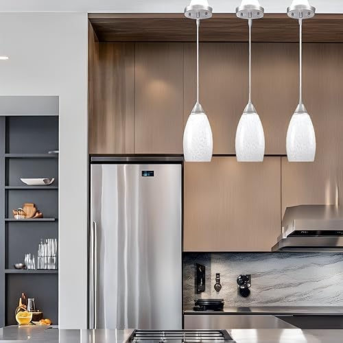 Image of Viinew 3-Pack Glass Pendant Light,Mini Milk White Glass Pendant Light