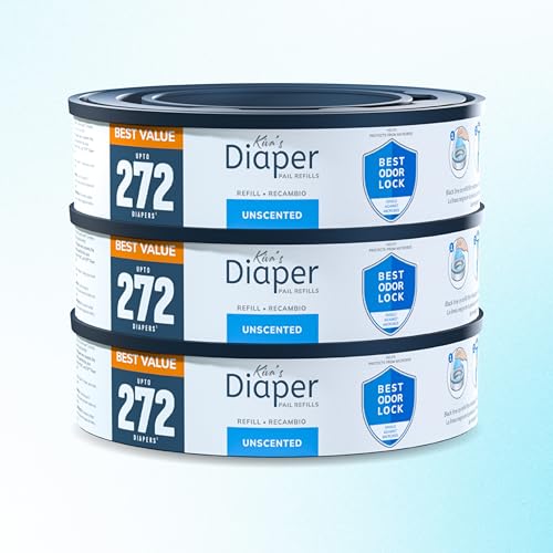Image of Kiva's Diaper Pail Refill - Compatible with Diaper Genie and Munchkin Pails, 3-Pack, 816 Count, Blue
