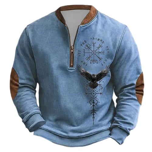 Generisch Jersey vikingo para hombre, sudadera de mitología nórdica con cremallera, suéter de invierno Viking Thor, martillo, sudaderas, ropa de calle, sudadera con capucha 3D