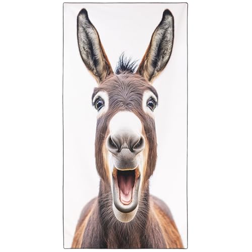Zomer Strandtuch 180x90cm XXL Esel Badetuch Tier Strandhandtuch Groß Mikrofaser Schnelltrocknend Leicht Sandfrei Handtuch für Damen Herren Reise Urlaub Camping Schwimmen Sauna Travel