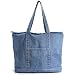 Hoxis Light Weight Soft Denim Tote Unisex Shopper Shoulder Handbag (Blue)