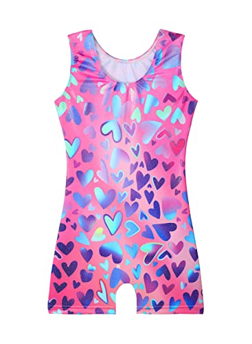 Image of EQSJIU Gymnastics Leotards for Girls Kids Rainbow Mosaic Mermaid Butterfly Stars Leopard Galaxy Tie Dye Cosmos Leopard