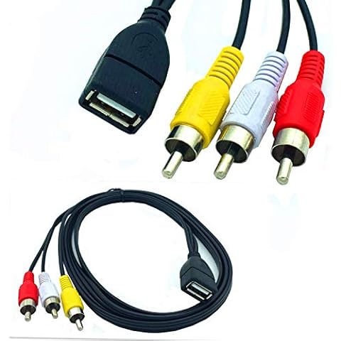 ANRANK UR20315AK 5FT/1.5M USB A Female to 3 RCA AV Audio Video Cable Cord Adapter for TV HDTV DVD Cover