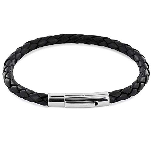 Xinlie Retro Cuir Cordon Fin Fermoir Magnétique/Cap Cuir Corde Bracelet Boucle de Verrouillage Embouts Cordon 3PCS (Argent) – vue 5