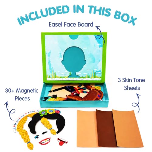 Image of CocoMoco Kids Funny Faces of the World Magnetic Game - 30+ Magnets Mix & Match Dress Up Game | Silly Face Maker Educational Activity Kit for Kids Age 3 to 6 Years | Birthday Return Gift (Pack of 1)