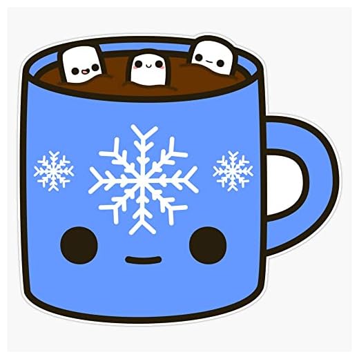 Mug of hot chocolate with cute marshmallows Sticker Bumper Sticker Vinyl Decal 5"