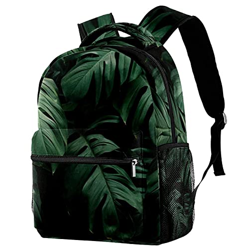 Sac à dos campus à motif plantes tropicales vertes avec porte-bouteille
