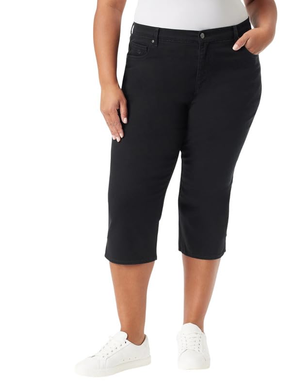 Gloria Vanderbilt Women's Plus Size Amanda Capri Jeans (Black, 24W)