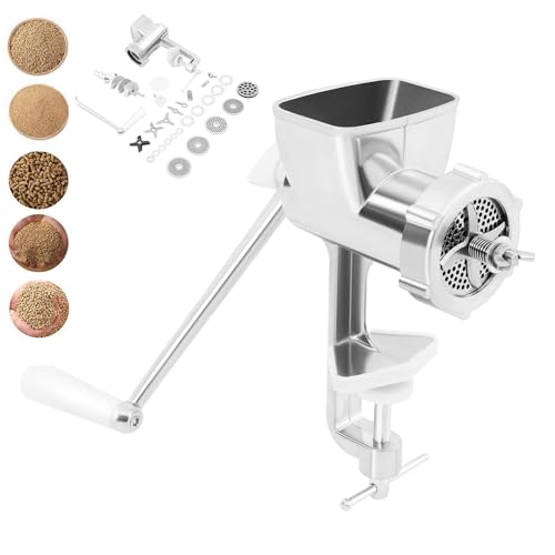 Manual Animal Feed Pellet Machine, 4-Blades Stainless Steel Birds Fishing Bait Granulator Pelleter Portable Pet Food Pellet Mell Bird Feed Pellet Machine w/1.5+2+2.5+3+8mm Pellet Plates