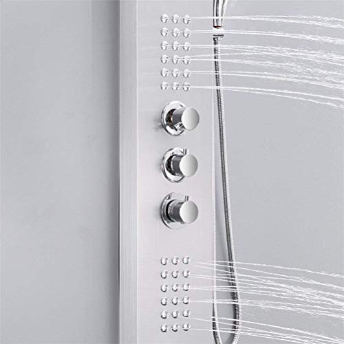 Columna de ducha termostática de pared, torre de ducha de acero inoxidable con panel digital de temperatura, chorros y masaje corporal miniatura 5
