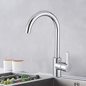 Achelous Rubinetto Cucina Miscelatore Monocomando per Lavello con Aeratore Sostituibile, Girevole 360°, Acqua Fredda e Calda Regolabile Ottone Cromo