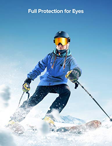 Ski Snowboard Goggles with Heated Graphene Anti-Fog Lens Charged Snow Sport Goggles Far Infrared Over-Glasses Double Lenses Helmet for Men, Women & Youth, Skiing Compatible UV Full Protection for Eyes