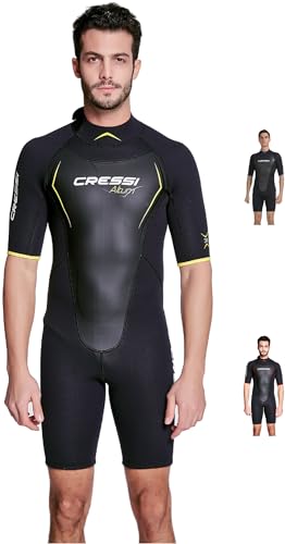 Cressi Altum Wetsuit Man 3mm Traje de Neopreno de Una Pieza o Shortry, Hombre, Negro/Amarillo, XL