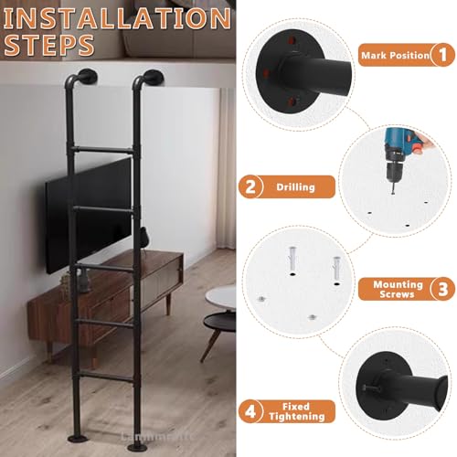 Escabeau en fer forgé noir de 1,5m pour lit mezzanine et mezzanine