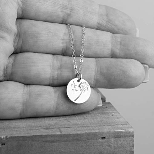 Sterling Silver Dandelion Wish Necklace Round Pendant Flower Jewelry 18 Inch Length #TOP1