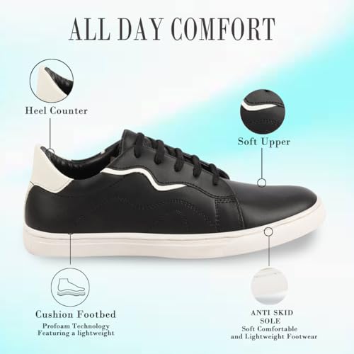 Image of FAUSTO Men's Classic Lace Up Elevated Look Sneaker Shoes with Contrast Sole|Low Ankle|Casual Shoe