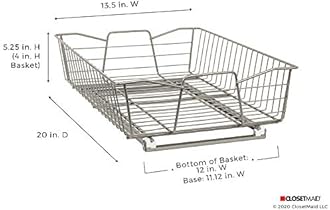 ClosetMaid 14 in. Pull Out Cabinet Organizer, Heavy Duty, Slide Out Pantry Shelves Drawers for Kitchen, Bathroom, Nickel