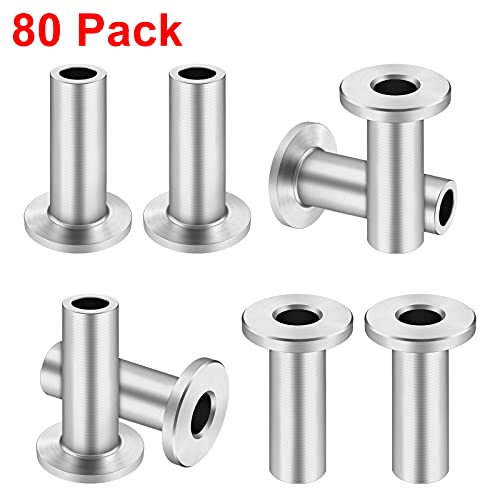 Cke 80 Pack T316 Stainless Steel Protector Sleeves For 1/8" Wire Rope Cable Railing, Diy Balustrade T316 Marine Grade, Come With A Free Drill Bit #TOP3