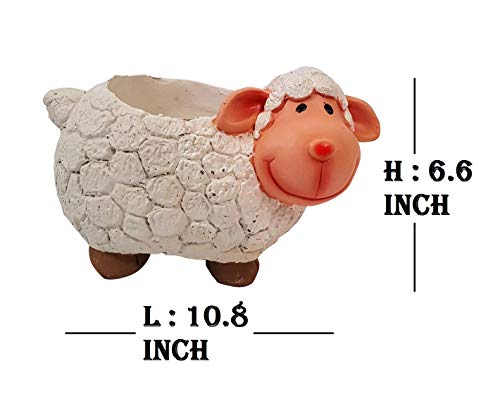 Image of Resin Pots Planter Combo Set of 6 Animals Shape Resin Succulent Pot Succulent Planter Flower Pots Indoor Container for Garden and Office Table (Big Sheep Pot)