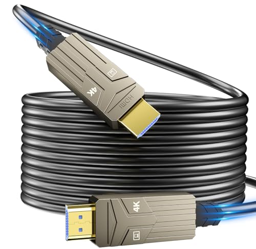 Soonsoonic Fiber Optic HDMI Cable 75ft,18Gbps 4K@60Hz(4:4:4) Unidirectional Active 2.0 Cord,Support HDR10 eARC HDCP 2.2 3D CEC Atmos DTS:X, Ultra high Speed Flexible and Slim（22.5m）