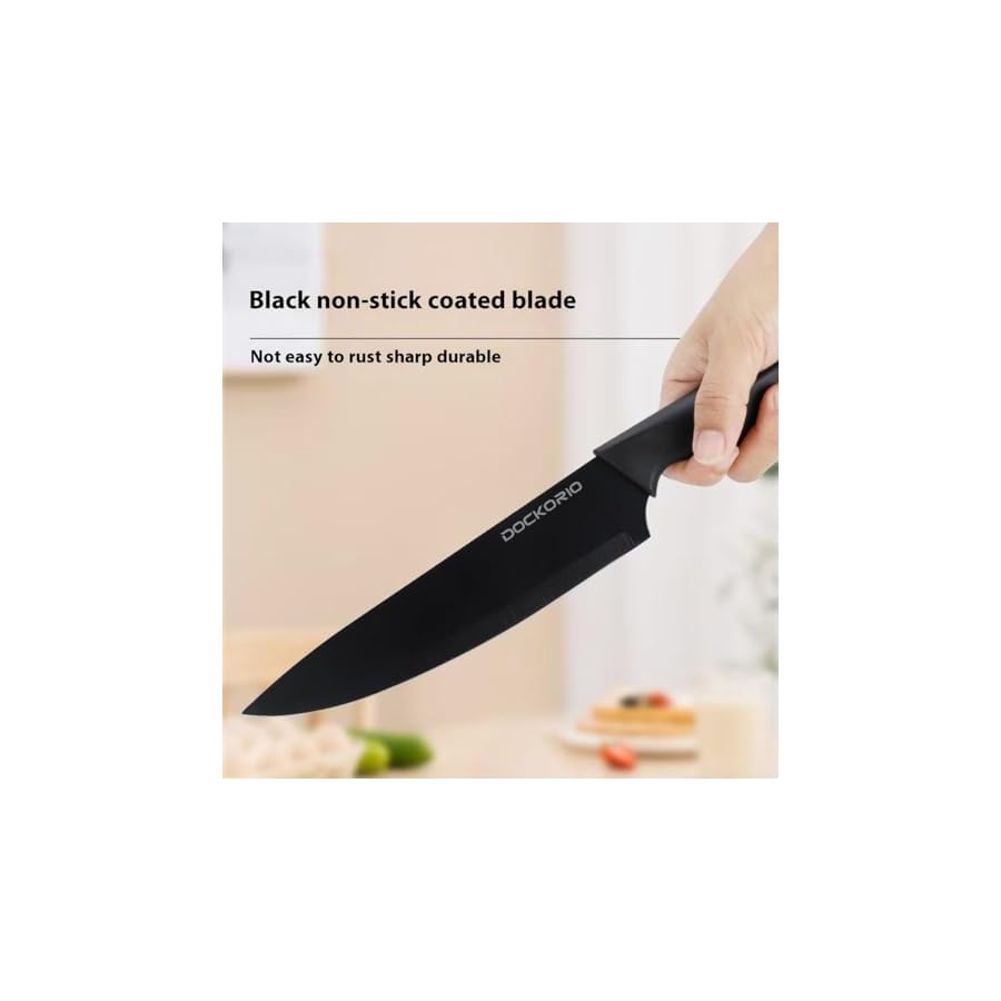 Dockorio-Kitchen-Block-Knife-Set-Ergonomic-non-slip-Grip-Set-Black-14-Pcs-Block-with-knife-sharpener Dockorio Kitchen Block Knife Set Ergonomic non-slip Grip Set Black 14 Pcs Block with knife sharpener