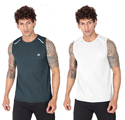 Image of Big Button Mens Dry Fit Stretchable Cut Sleeves Sports Tshirt Tank Top