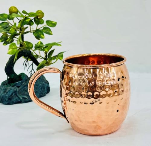 Nautical Replica Hub Moscow Mule Copper Mug | Dimple Finish 14oz Hammered Copper Mugs Keep Cocktails Well-chilled | Copper Cups for Drinking Cocktails |