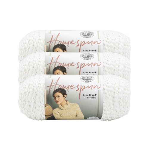 Image of Lion Brand Yarn Homespun Yarn, Soft Bulky Yarn for Knitting, Crocheting, and Crafting, 3 Pack, Hepplewhite