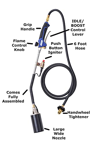 Flame-King-YSN340K-Propane-Torch-Kit-wIgnitor-Heavy-Duty-Weed-Burner-BlueBlack