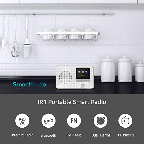 LEMEGA IR1 Internet Radio, FM Digital Radio, Bluetooth, WiFi, Dual Alarms&Clock, Sleep/Snooze Timer, 40 Pre-Sets, Headphone Output, Colour Screen, Mains Powered and AA Batteries - Gray - Thumbnail 7