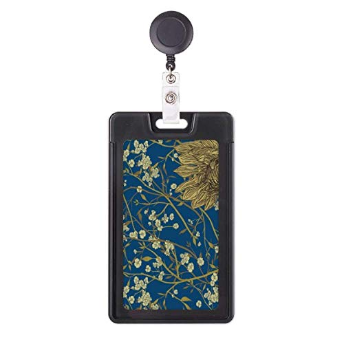 Porte-badge rétractable chrysanthème peinture artisanale et clip robuste