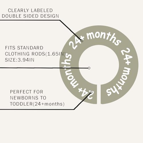 Image of cephira Baby Closet Dividers for Clothes - Earth Tone Round Baby Clothes Dividers for Closet Rod, Nursery Closet Organizer & Decor, Clear Labels for Easy Sorting, Fits Most Rods