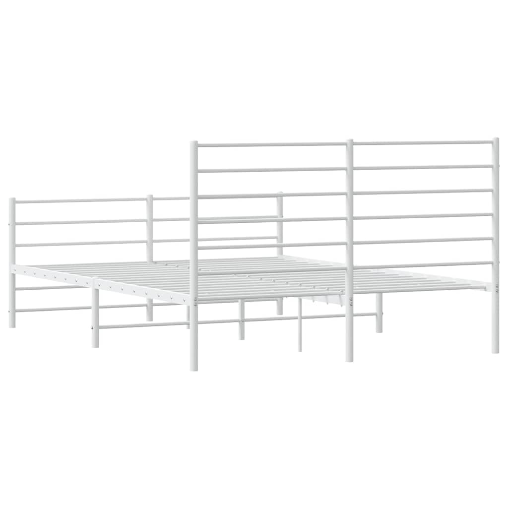 vidaXL Estructura Cama sin colchón con Estribo Metal Blanco 150x200 cm