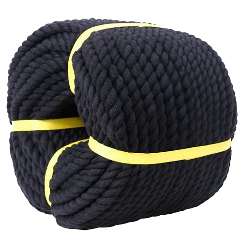 Black Cotton Rope 1/2in x 100ft Suitable for Various Indoor and Outdoor Projects. Like DIY Projects Handicrafts Pet Toys Home Decor Flower Baskets Gardening Swing Beds Vintage House Decorations