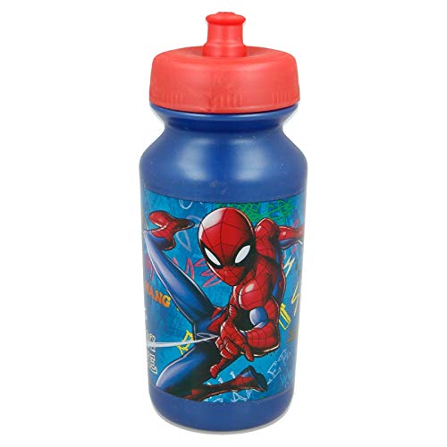 Stor Push-Up Sport Bottle Spiderman, Blue, 340ml, 37902