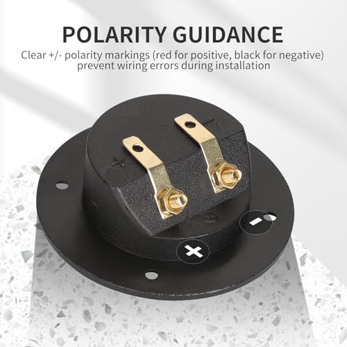 3 Inch Round Push Spring Speaker Terminal Cup,2-Way Subwoofer Box Terminal with Gold Plated Binding Posts,Bare Wire Connection,2 Pack