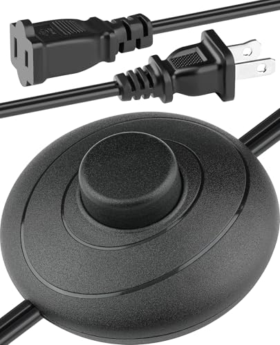 On Off Extension Cord Foot Switch 6ft with 2 Prong Outlet Polarized Plug AWG18 3A 250VAC for Floor Lamp Christmas Tree Light