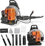Souffleur de Feuilles Thermique 65cc 2 Temps – Souffleur à Dos Ergonomique pour Nettoyage de Neige, Débris et Feuilles avec Moteur 3.6HP et Réservoir 1.7L