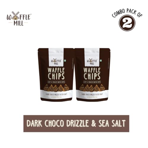 Image of Waffle Mill - Waffle Chips - Dark Choco Drizzle and Sea Salt - Pack of 2-160gm