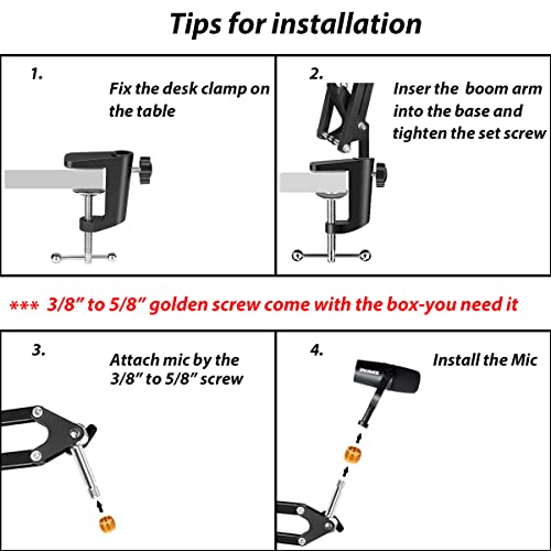 Boom Arm Compatible With Shure Sm7B And Shure Sm58 Mic, Desk Mic Stand For Shure Series Microphone Such As Shure Mv7 Sm57 Se215 And Mv88. #TOP4