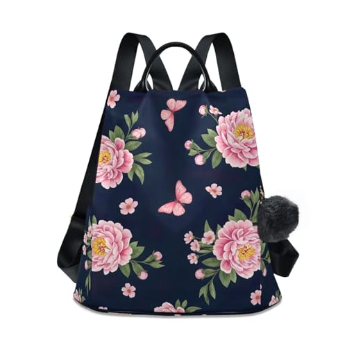 Mochila de mujer Pink Peonies para acampar y descubrir nuevas ciudades con comodidad